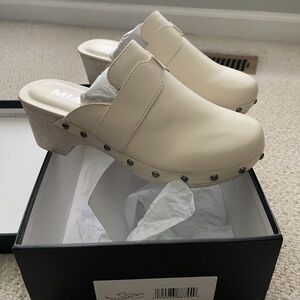 MIA Women's Beige Mules with Studded Accents